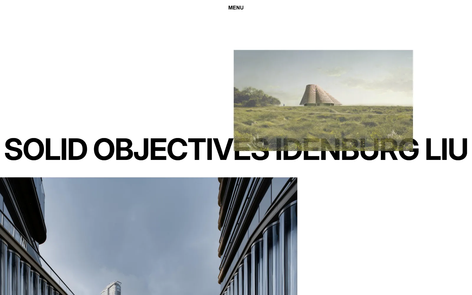 solidobjectives.com, architect website design: the full practice name runs in heavy black capitals across the whole width