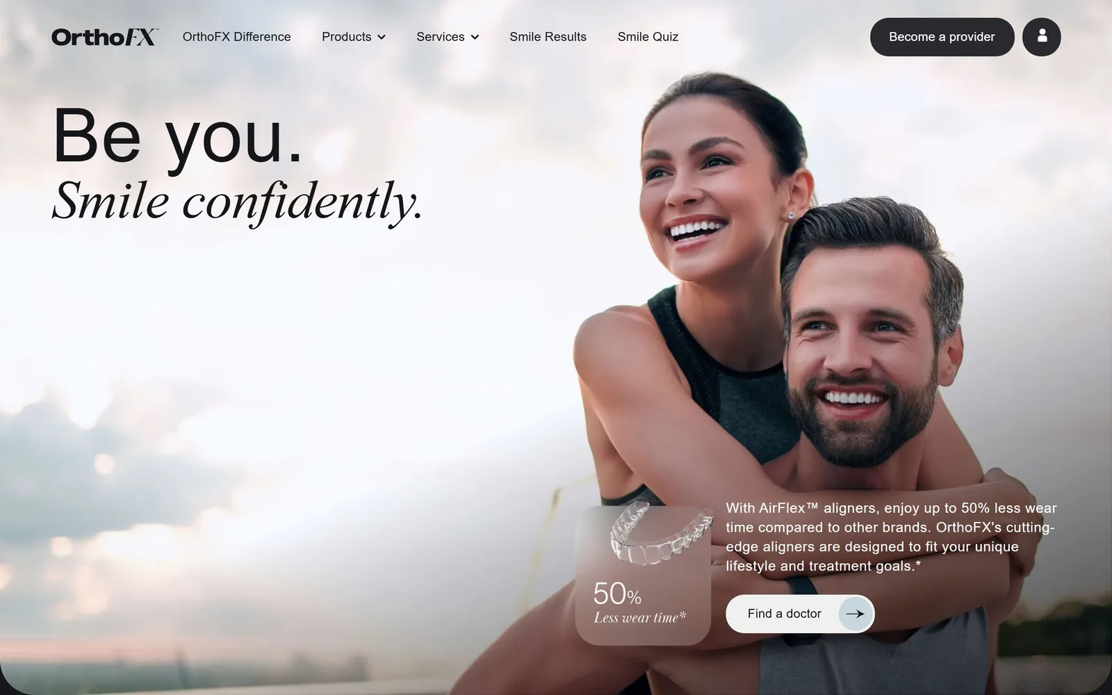 orthofx.com, dental website design: a couple at dusk on a rooftop