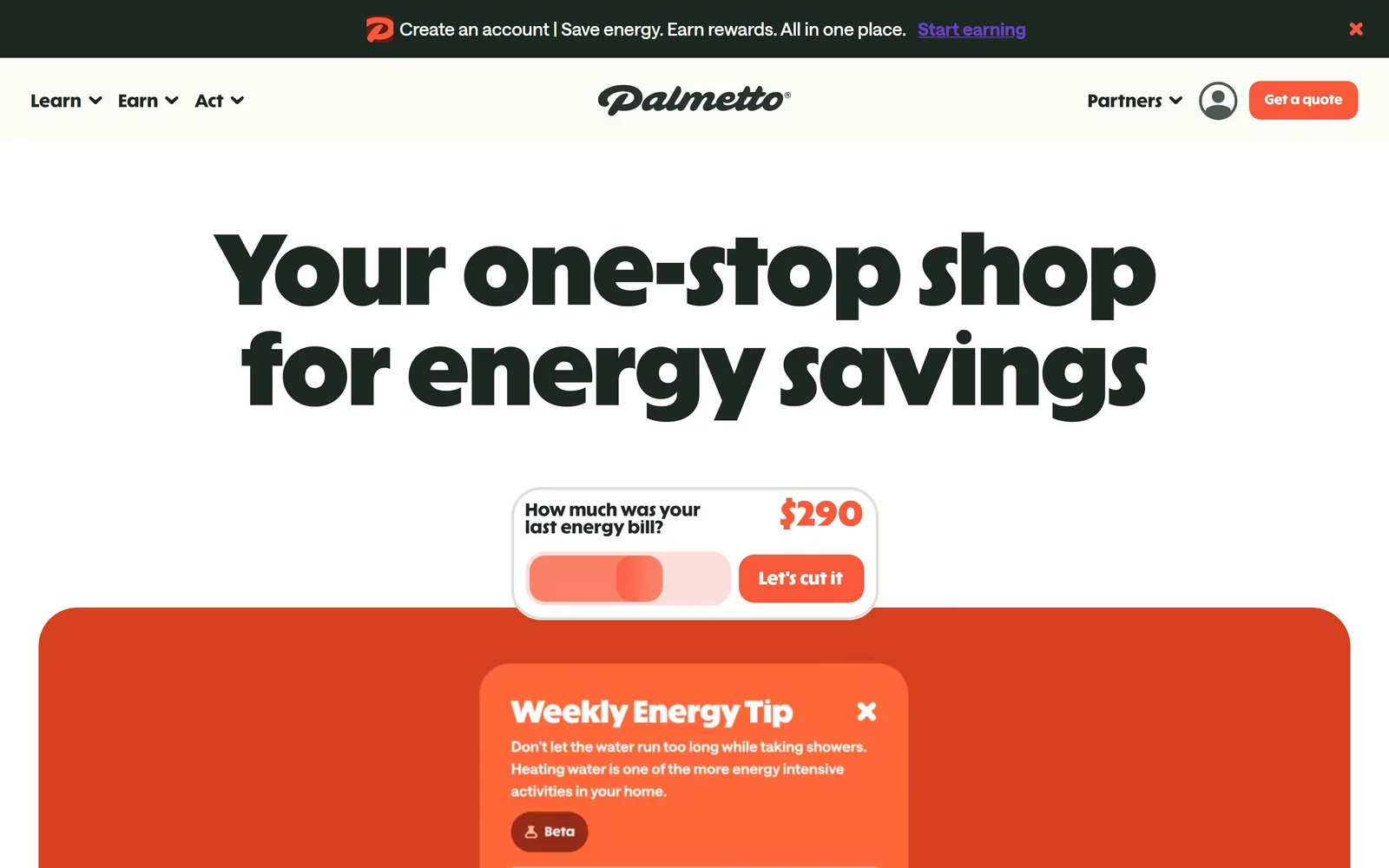 palmetto.com, electrician website design: a heavy rounded display face at over 100px in near black on cream