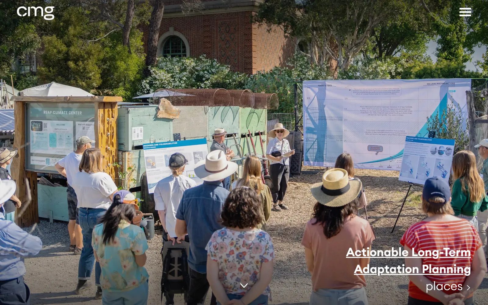 cmgsite.com, landscaping website design: leads with a community workshop rather than a finished garden