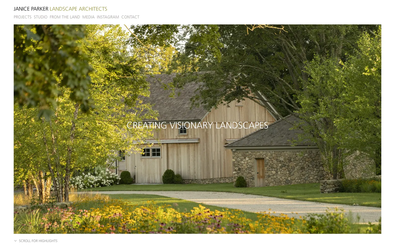 janiceparker.com, landscaping website design: insets the photograph inside a white margin instead of bleeding it