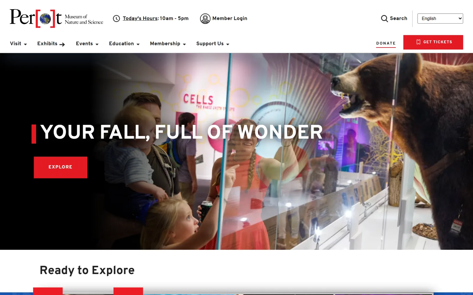 perotmuseum.org, nonprofit website design: white compressed capitals reading Your Fall