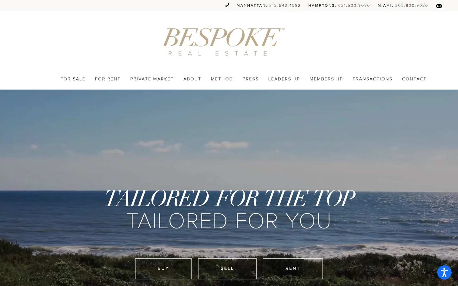 bespokerealestate.com, real estate website design: an ocean horizon under pale sky