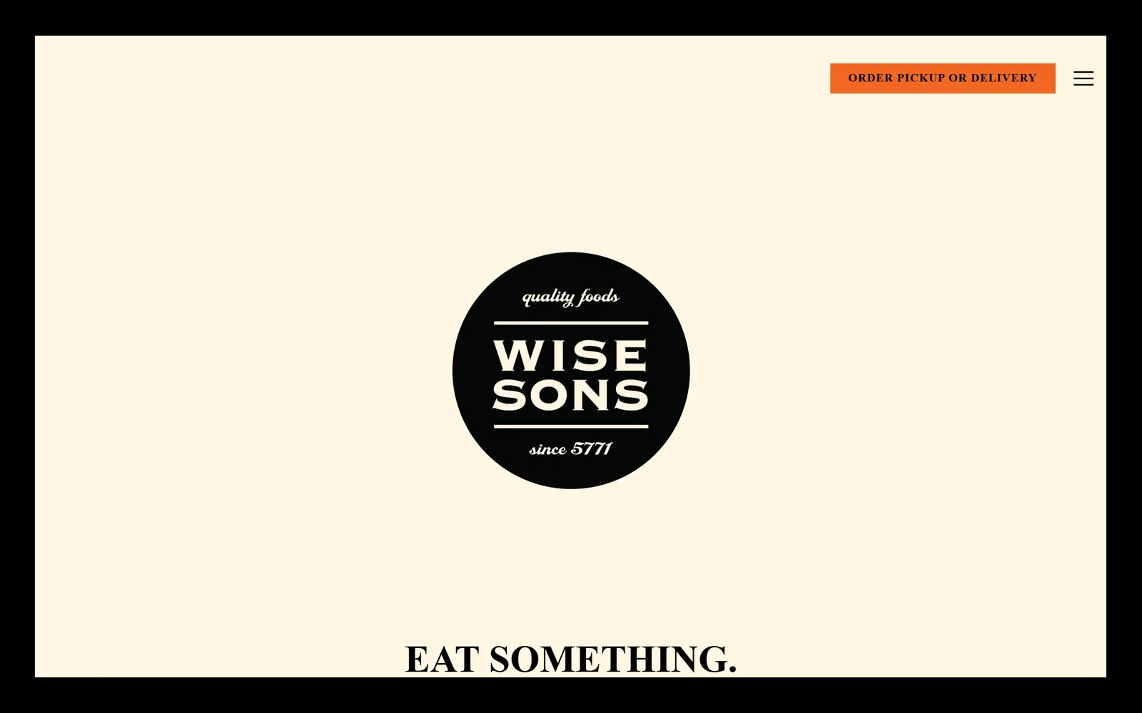 wisesonsdeli.com, restaurant website design: cream page inside a thick black border